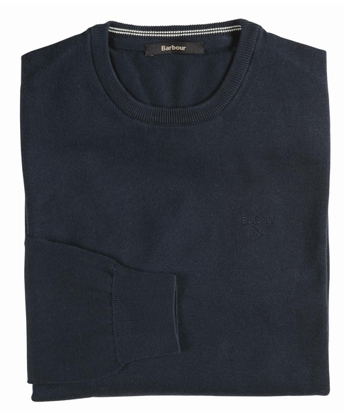 Barbour Baumwoll Pullover Rundhals blau